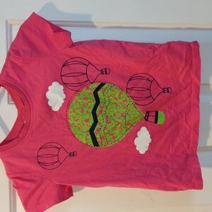 Hanna Andersson Hot Air Balloon Graphic Tee Sz 130 Like New Pink Green Floral